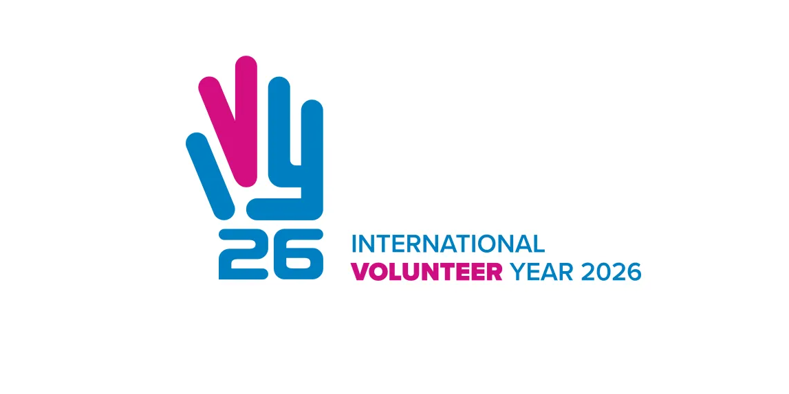 Offizielles Logo des Internationalen Jahres der Freiwilligen 2026